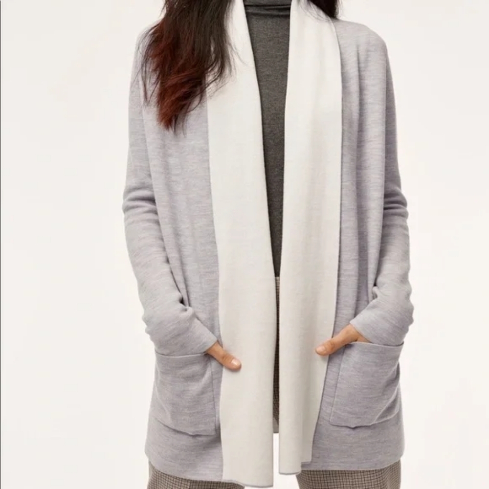 Babaton | Wool Gray and Cream Cardigan